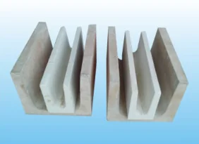 Two U-shaped non-wetting precast launder sections